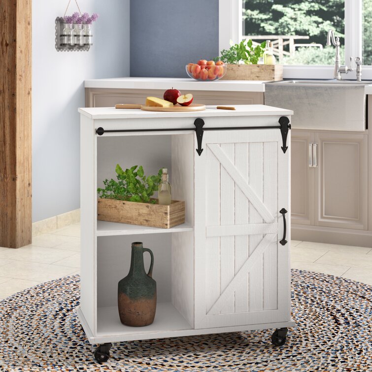 Farmhouse microwave deals cart